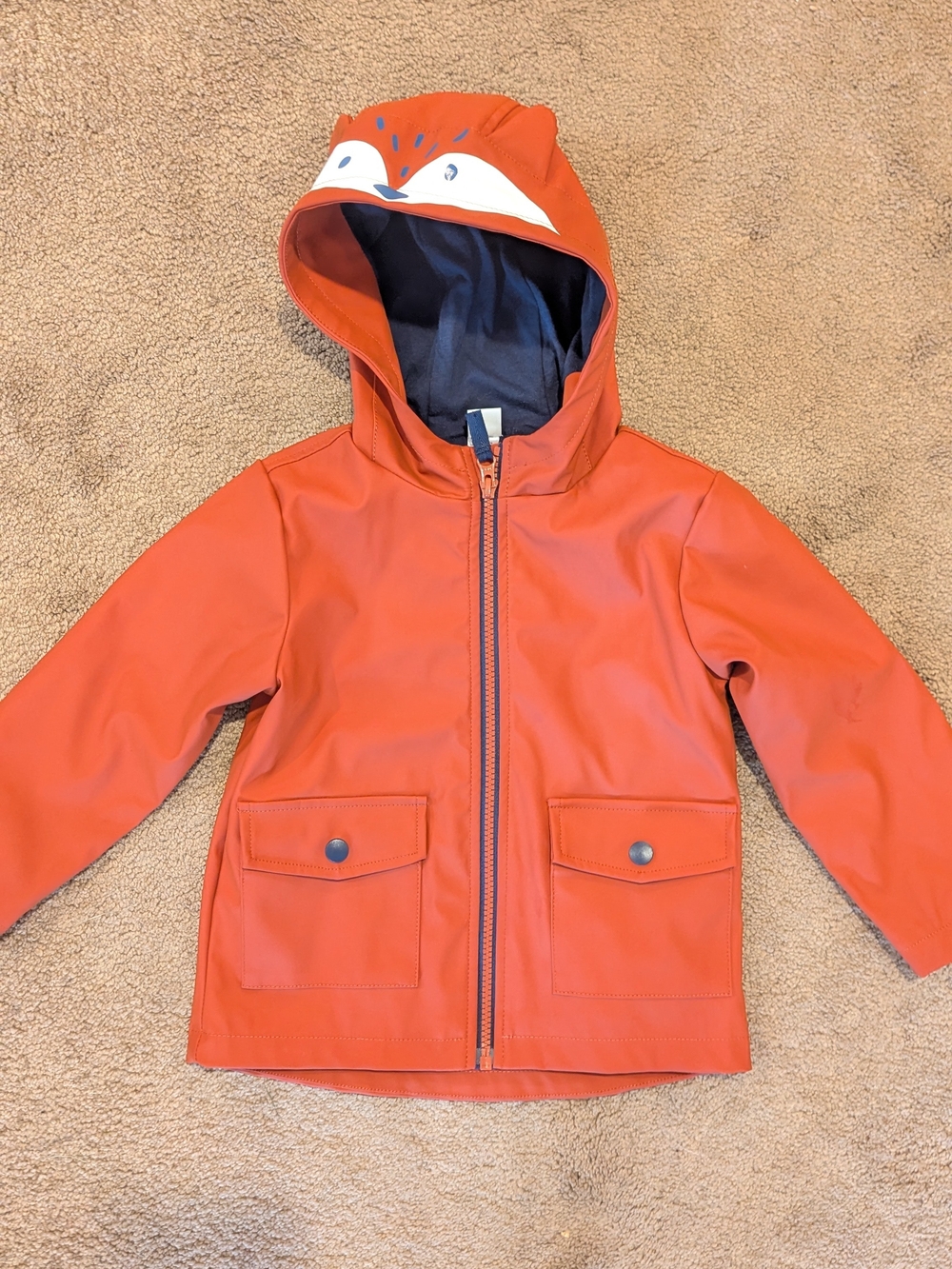 Little Me Orange Fox Hooded Rain Jacket
